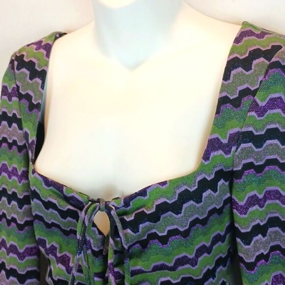 Zara Only one metallic multicolored long sleeve boho mini dress size small - Picture 2 of 12